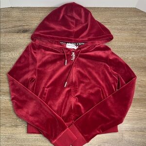 💎 Juicy Couture Velour Zip Hoodie Red Rhinestone Logo | Y2K Track Jacket Medium